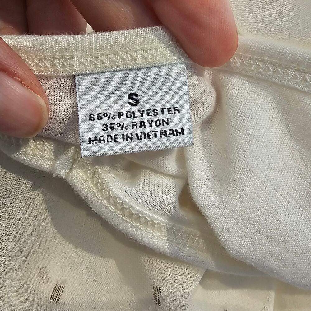 Liz Claiborne S Cream Peasant Blouse Gold Metallic Romantic Cottagecore Top - Picture 5 of 14